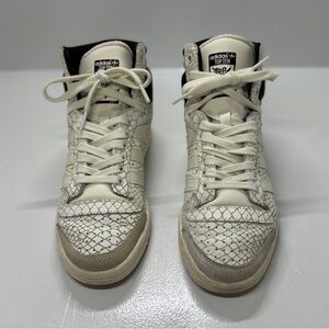 Adidas Top Ten Shoes Womens Size 8 White Sneakers Snakeskin Hi Top Athletic
